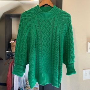 Vintage green chunky knit oversized sweater